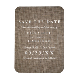 Ímã Casamento Rustic Burlap Salvar A Data