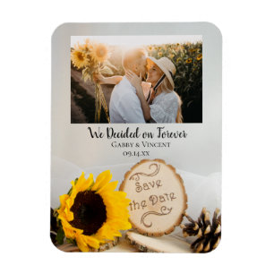 Ímã Casamento Rustic Sunflower Woods Salvar a Data