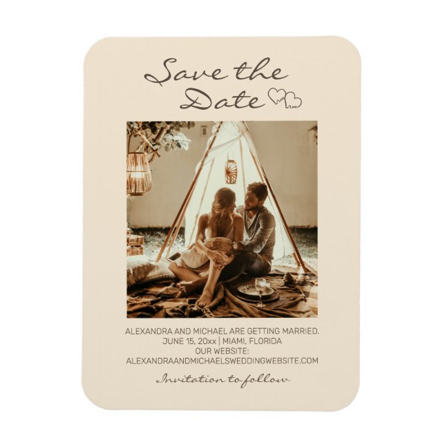 Ímã Casamento Rústico Boho Corações  (Vertical)