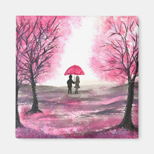 Imã Casamento rústico casal amor flores de cerejeira á