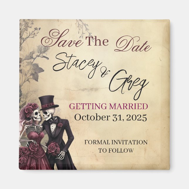 Imã Casamento Rústico de Esqueleto Gótico (Frente)