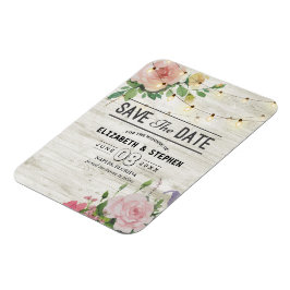 Ímã Casamento Salva A Data Flores De Madeira Luzes De