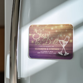 Ímã Casamento Salva Data Vidros De Champanhe Luz De Ma