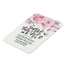 Ímã Casamento Salvar A Data Chic Watercolor Boho Flora