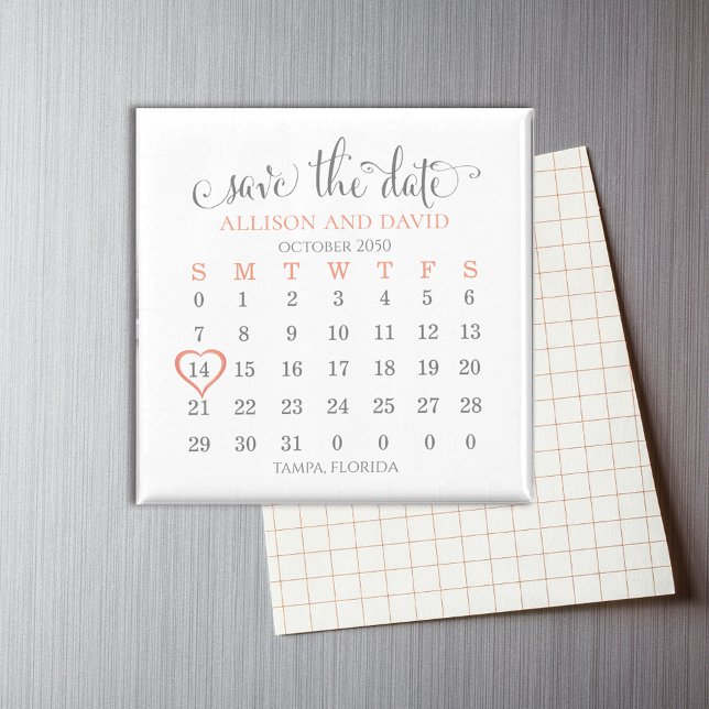 Imã Casamento Salvar o Calendário de Linhas Blush 5 de (Criador carregado)