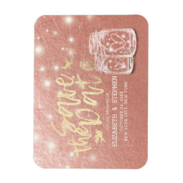 Ímã Casamento Salve A Data Casal Mason Jars Rosa Doura