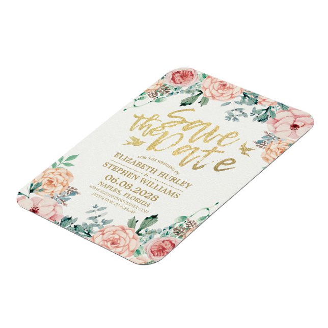 Ímã Casamento Salve A Data Das Luzes De Cordas Florais (Left Side)