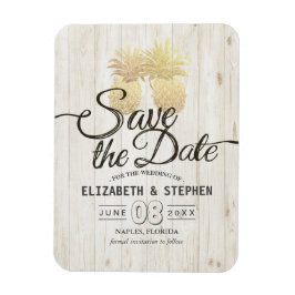 Ímã Casamento Salve A Data Dourada Do Abacaxi Madeira 