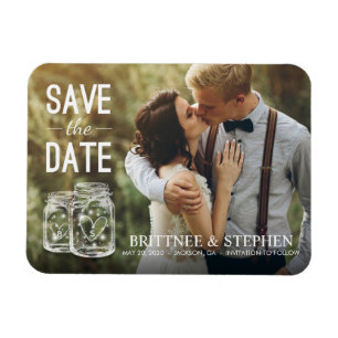 Ímã Casamento Salve A Data Mason Jar Light Fotografia