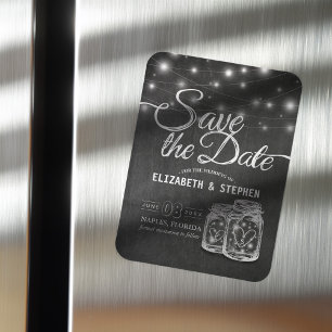 Ímã Casamento Salve A Data Mason Jars String Lights