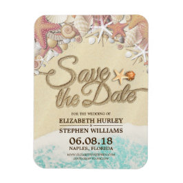 Ímã Casamento Salve A Data Summer Sandy Beach Starfish