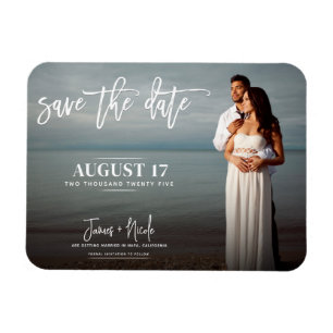 Ímã Casamento Save the Date Foto Script Moderno e Tend