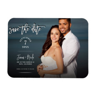 Ímã Casamento Save the Date Foto Script Moderno e Tend