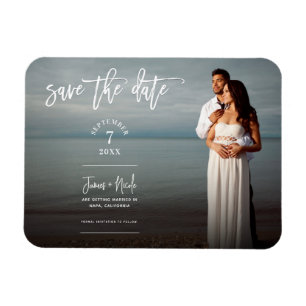 Ímã Casamento Save the Date Foto Script Moderno e Tend
