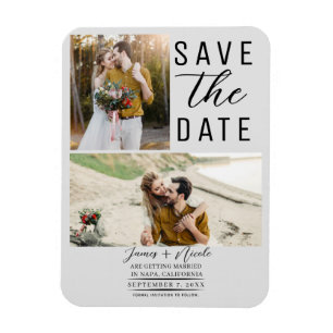 Ímã Casamento Save the Date Moderno Cinza Claro 2 Foto