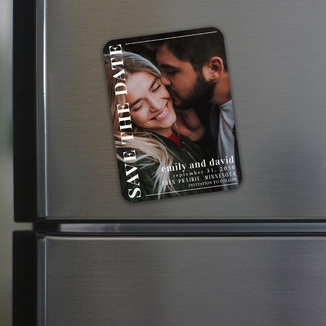 Ímã Casamento Simples Foto Moderna Save the Date (Criador carregado)