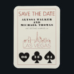 Ímã Casamento Skyline Em Las Vegas Salve A Data<br><div class="desc">Um casamento divertido e moderno Salve o ímã do Encontro para animar seus convidados para seu casamento em Las Vegas! Esta opção Save the Date apresenta gráficos gráficos gráficos pretos de jogo em negrito, uma renderização moderna do horizonte de Las Vegas e texto e fonte totalmente personalizáveis sobre fundo de...</div>