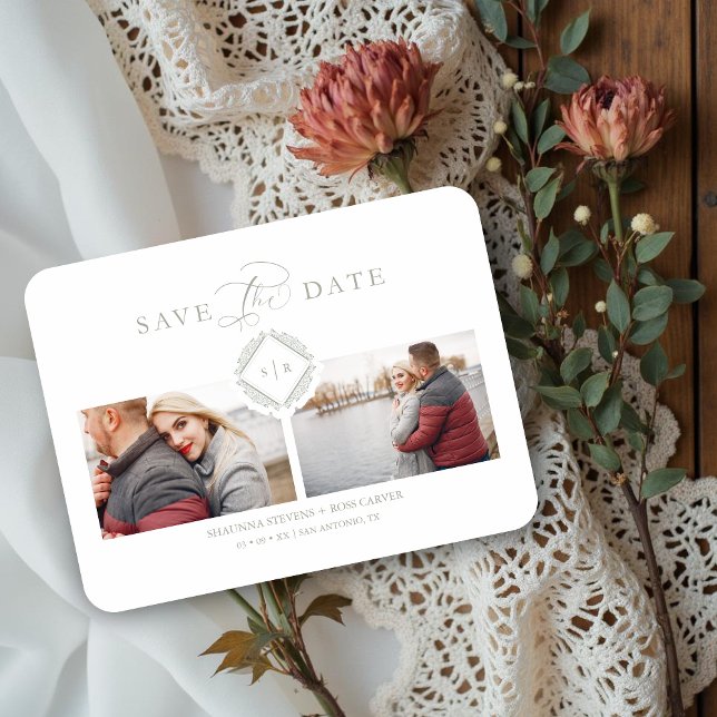 Ímã Casamento sofisticado do Ornamento Chic Inicial da (Trendy Initials Chic Ornament Sophisticated Wedding Save the Date Cards Magnet.)