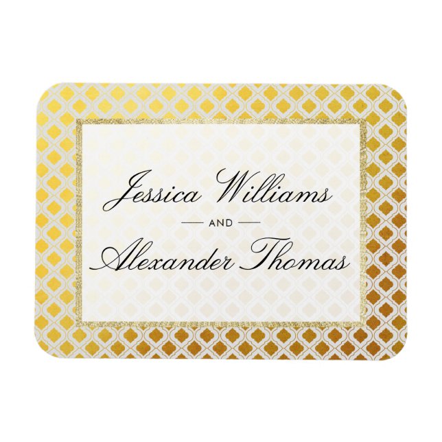 Ímã Casamento sofisticado em ouro e branco (Horizontal)
