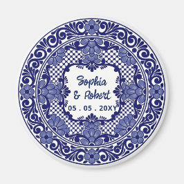 Imã Casamento Talavera Azul Mexicano