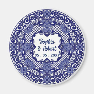 Imã Casamento Talavera Azul Mexicano