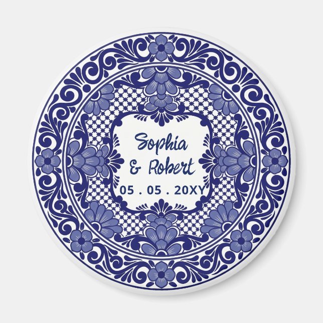 Imã Casamento Talavera Azul Mexicano (Frente)