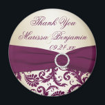 Imã Casamento tema damasco de ameixa e champanhe - Mag<br><div class="desc">Esta ameixa e obrigado de champanhe...  o seu favor de casamento tem uma fita falsa e joias. Corresponde ao convite de casamento mostrado abaixo. Se houver qualquer outro item correspondente necessário,  envie um e-mail para niteowlstudio@gmail.com.</div>