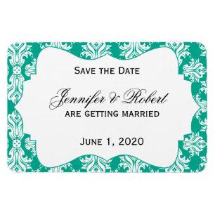 Ímã Casamento tema damasco Verde White Emerald Salve a