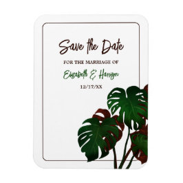 Ímã Casamento Tropical de Monstera Beach Salvar a Data