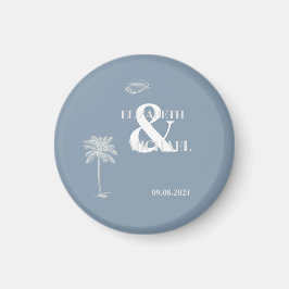Imã Casamento Tropical Minimalista Azul Poeirento