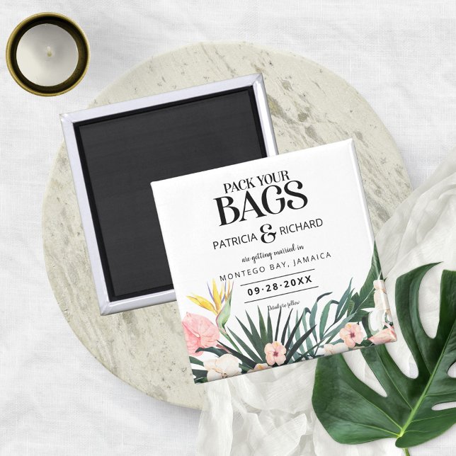 Imã Casamento Tropical no Destino Salve a Data (Criador carregado)