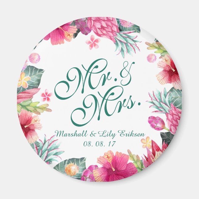 Imã Casamento Tropical Personalizado | Magnet (Frente)