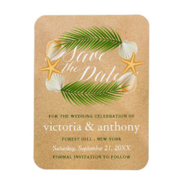 Ímã Casamento Tropical Wreath Sandy Beach Salve A Data