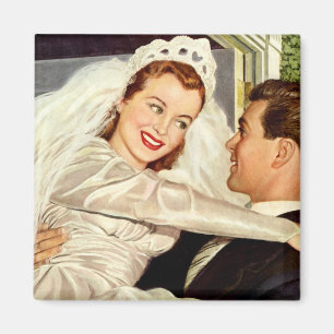 Imã Casamento vintage, Newlyweds felizes dos noivos