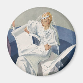 Imã Casamento Vintage, Noiva Art Déco Moderna de Meado