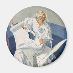 Imã Casamento Vintage, Noiva Art Déco Moderna de Meado