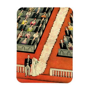 Ímã Casamento Vintage, Noiva e Noivo Art Déco Recém-Ca
