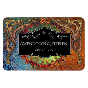 Ímã Casamento vintage Steampunk "Salvar a data"