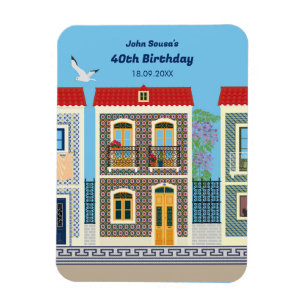 Ímã Casas bonitas em português com azulejos ou azulejo