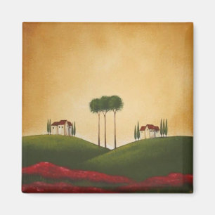 Imã Casas de campo e papoilas de Tuscan