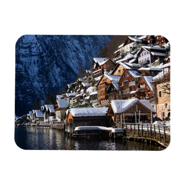 Ímã Casas de madeira ao largo de Hallstatt, Áustria (Horizontal)