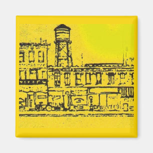 Imã Casas de Yellowville e casas e torre de água