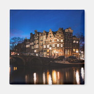 Imã Casas do canal de Amsterdão na noite