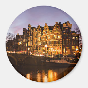 Imã Casas do canal de Amsterdão no ímã redondo do