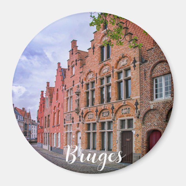 Imã Casas medievais de tijolos coloridos em Bruges, Bé (Frente)