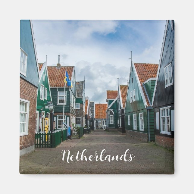Imã Casas tradicionais de madeira na aldeia de Marken (Frente)