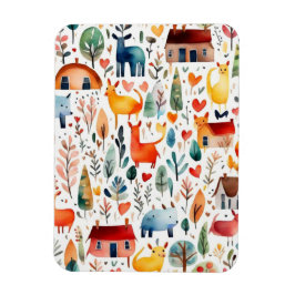 Ímã Casas vermelhas e casas Folha de Papel