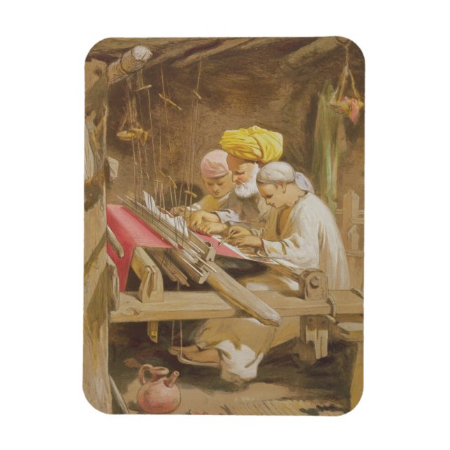Ímã Cashmere Shawls: Tecendo, 1863 (cromolito) (Vertical)