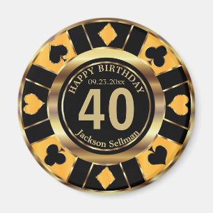 Imã Casino Chip Las Vegas Aniversário - Amarelo