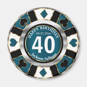 Imã Casino Chip Las Vegas Aniversário - Azul Teal